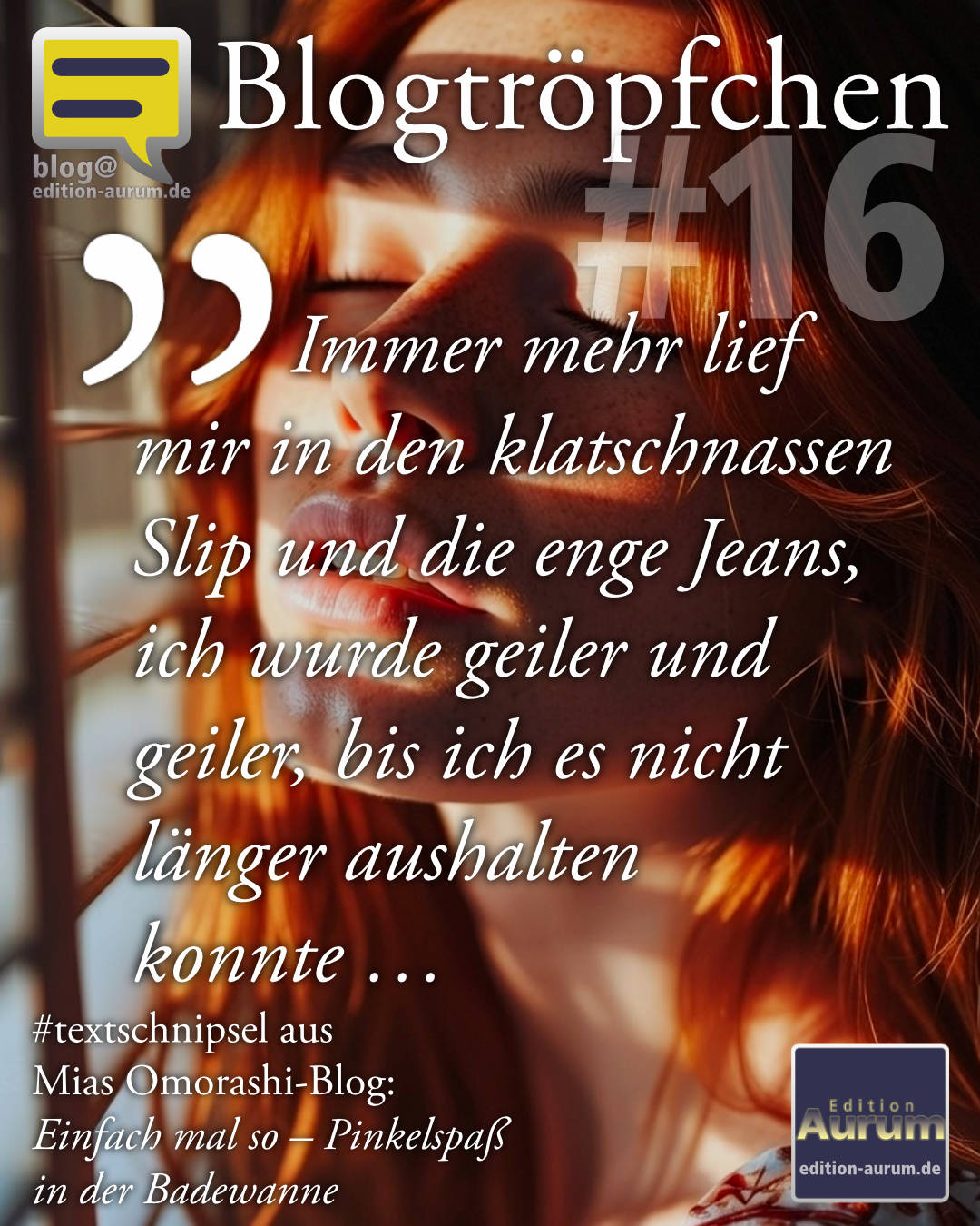 Immer mehr lief mir in den klatschnassen Slip und die enge Jeans, ich wurde geiler und geiler, bis ich es nicht länger aushalten konnte …