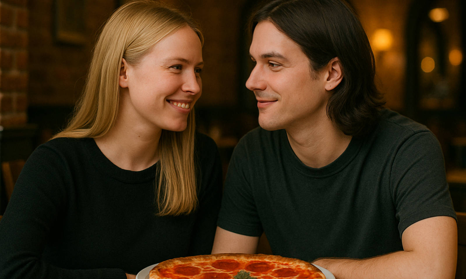 Symbolbild (KI-generiert): Das erste Date in einer Pizzeria.