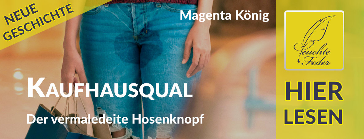 Symbolbild zu „Kaufhausqual“: Junge Frau in eingepinkelter Jeans beim Shopping
